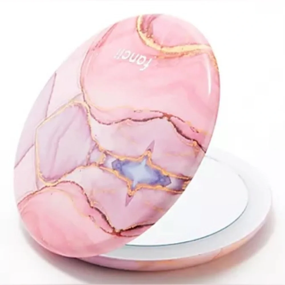 Fancii Lumi Luxe Compact LED Mirror w/ 10x/1x Magnification - Pink Agate